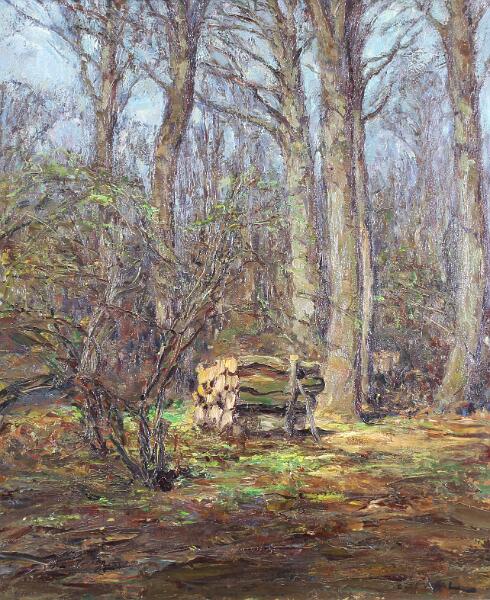de_Waal_Im_Wald-1.jpg - Cornelis de Waal (1881-1946):  Im Wald bei Angermund. Öl auf Leinwand, 60 x 50 cm, signiert unten rechts "C. de Waal".