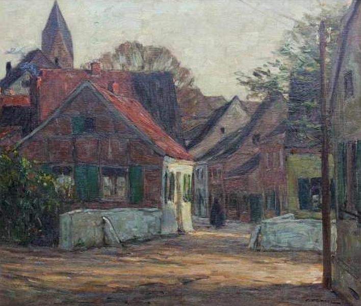 de_Waal_Eingang_Graf-Engelbert-Str._im_Sommer.jpg - Cornelis de Waal (1881-1946): Eingang von Angermund im Sommer. Öl auf Leinwand, ca. 40  x 60 cm, signiert unten rechts "C. de Waal".