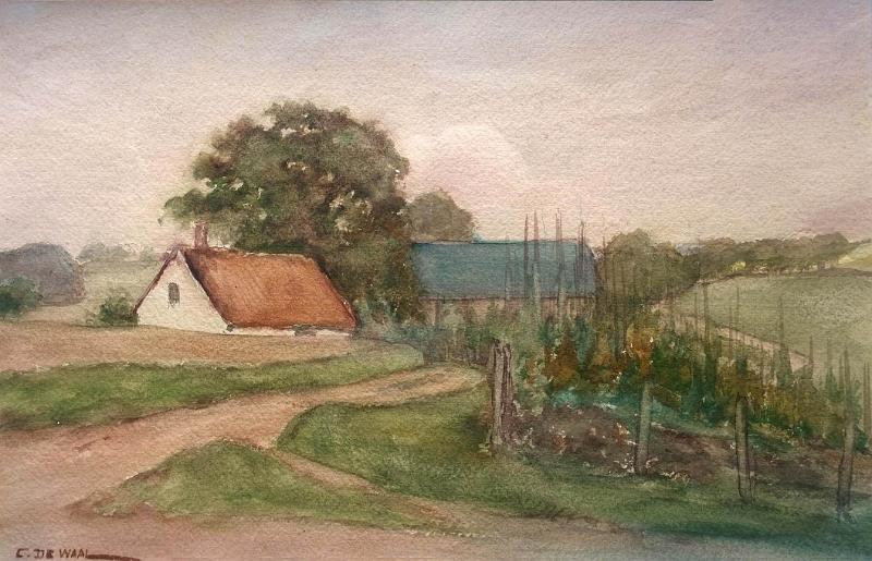 de_Waal_Gehöft.jpg - Gehöft, Aquarell auf Bütten, 23 x 35 cm signiert unten rechts