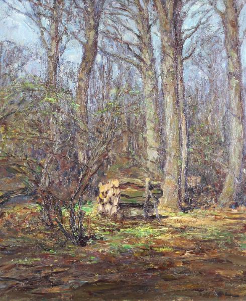 de_Waal_Im_Wald-1.jpg - Cornelis de Waal (1881-1946):  Im Wald bei Angermund. Öl auf Leinwand, 60 x 50 cm, signiert unten rechts "C. de Waal".