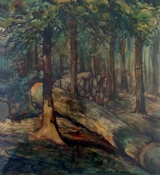 de_Waal_Im_Wald_2.jpg - Cornelis de Waal (1881-1946):  Im Wald. Aquarell, 23 x 26 cm, signiert unten rechts "C. de Waal".