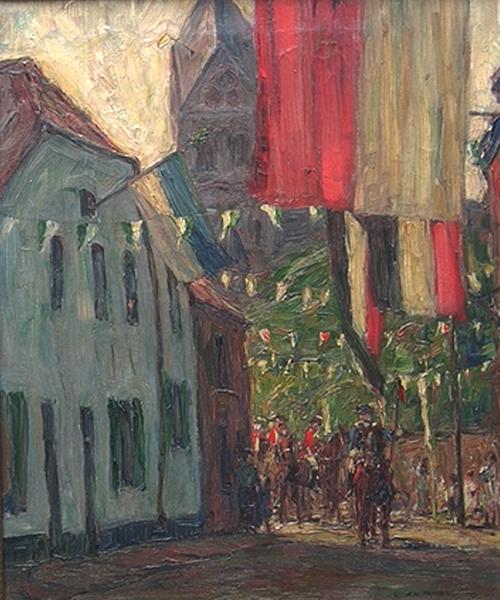 de_Waal_Reiterkorps.jpg - Cornelis de Waal (1881-1946): Reitercops beim Schützenfest. Öl auf Leinwand, signiert unten rechts "C. de Waal".