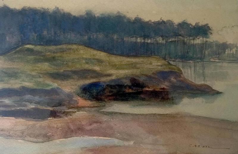 de_Waal_Seenlandschaft.jpg - Seenlandschaft, Aquarell auf Bütten,  18 x 27cm, signiert unten rechts.