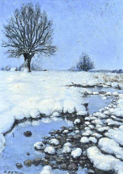 de_Waal_Winterlandschaft.jpg - Cornelis de Waal (1881-1946): Winterlandschaft. Öl auf Leinwand, 30 x 40 cm, signiert unten links "C. de Waal"