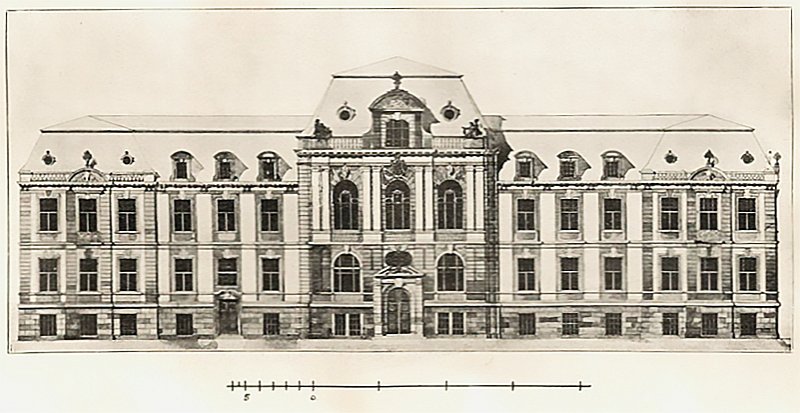 Entwurf_Fassade_Kreishaus.tif - 1899. Entwurf für das Düsseldorfer Kreishaus (nicht verwirklicht). Abbildung in: Rezension „Düsseldorf und seine Bauten“, Deutsche Bauzeitung, XXXVIII. Jahrgang, No. 70. Berlin 1904.